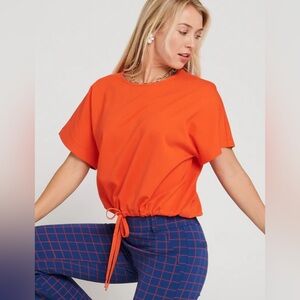 Betabrand Women’s Agile Drawstring‎ Tee Size Largee Medium in Orange NWOT